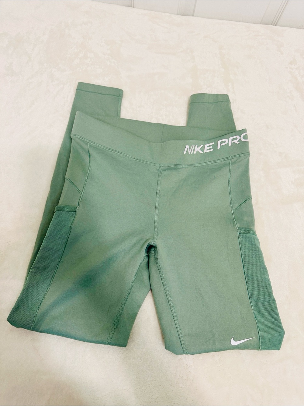 Nike Pro Therma Fit Sage Green with Side Mesh Panels